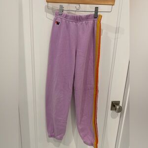 Aviator Nation Kid’s 5 Stripe Sweatpants - Neon Purple (size 10)